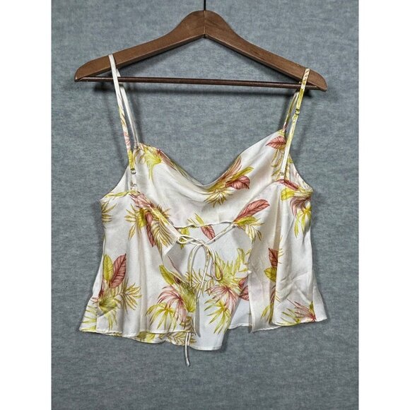 Le Lis Collection Women's Floral Spaghetti Strap Crop Top Sz M Open Back - Picture 1 of 4